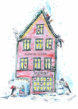 Julekort,  julehuset 