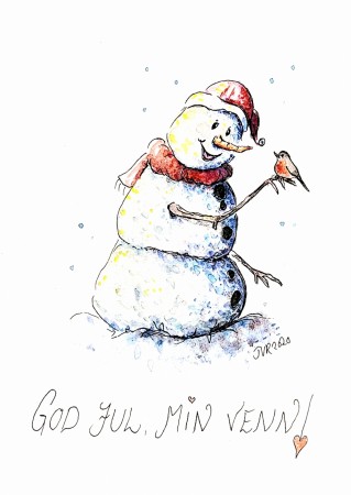 Julekort, snømann