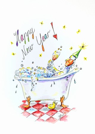 Julekort, happy new year 