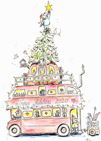 Julekort,  julebuss