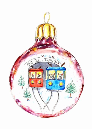 Julekort , Julekule m Fløibanen 