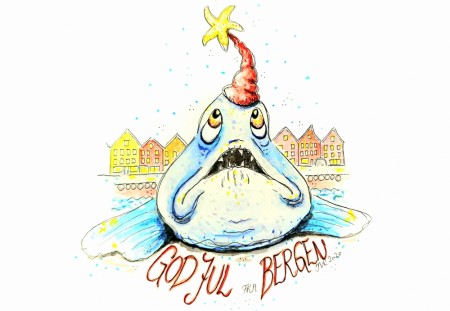 Julekort, God jul, Bergen 